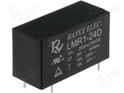 Реле 24VDC 10A LMR1-24D Реле електромагнитно SPDT Uбобина 24VDC 12A/250VAC 12A/30VDC RT11402